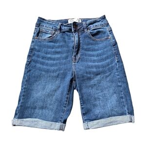 Wax Jean Dark Blue Stretch Denim Shorts